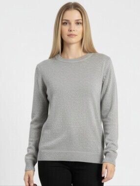 J.JILL! DREAMY SILVERY METALLIC & GRAY COTTON BLEND TUNIC LENGTH SWEATER! SZ  LP